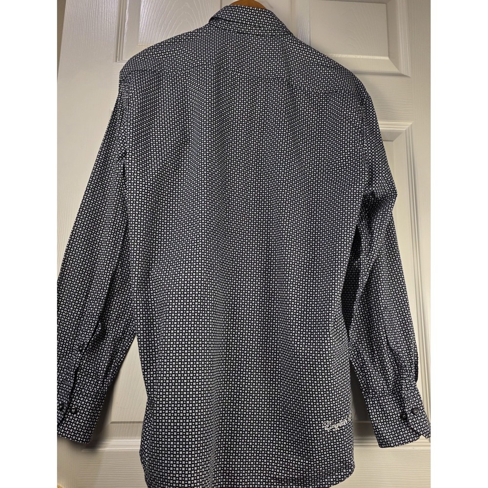 English Laundry Shirt Mens Large Geometric Black‎ White Pattern Long Sleeve - Picture 5 of 9